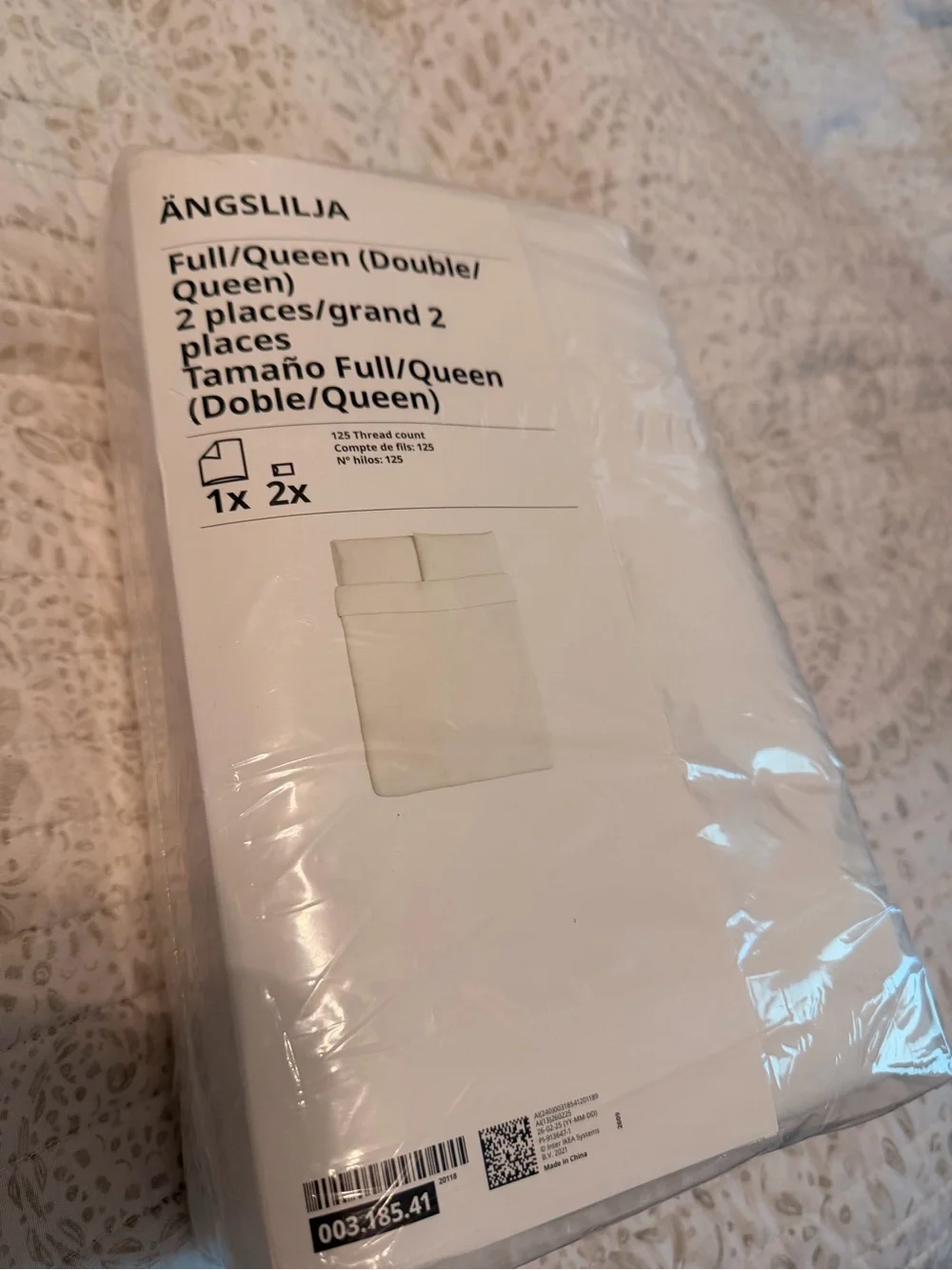 IKEA ÄNGSLILJA White Duvet Cover and Pillowcase Set Queen Size